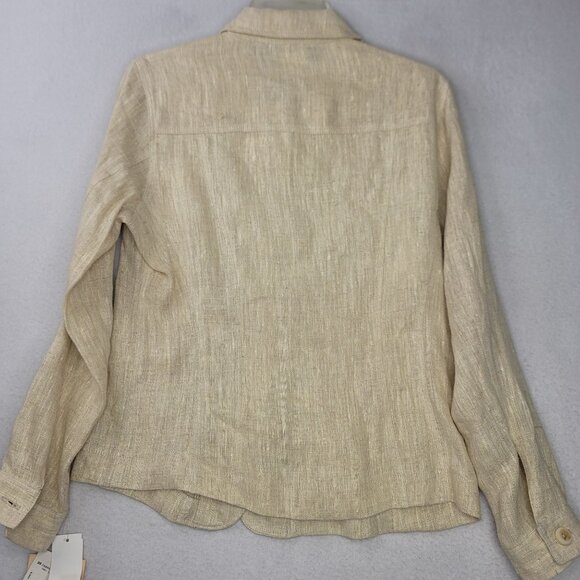 Vintage Harvé Benard Beige Linen Button-Up 6 Long Sleeve Lightweight Deadstock - Picture 9 of 9